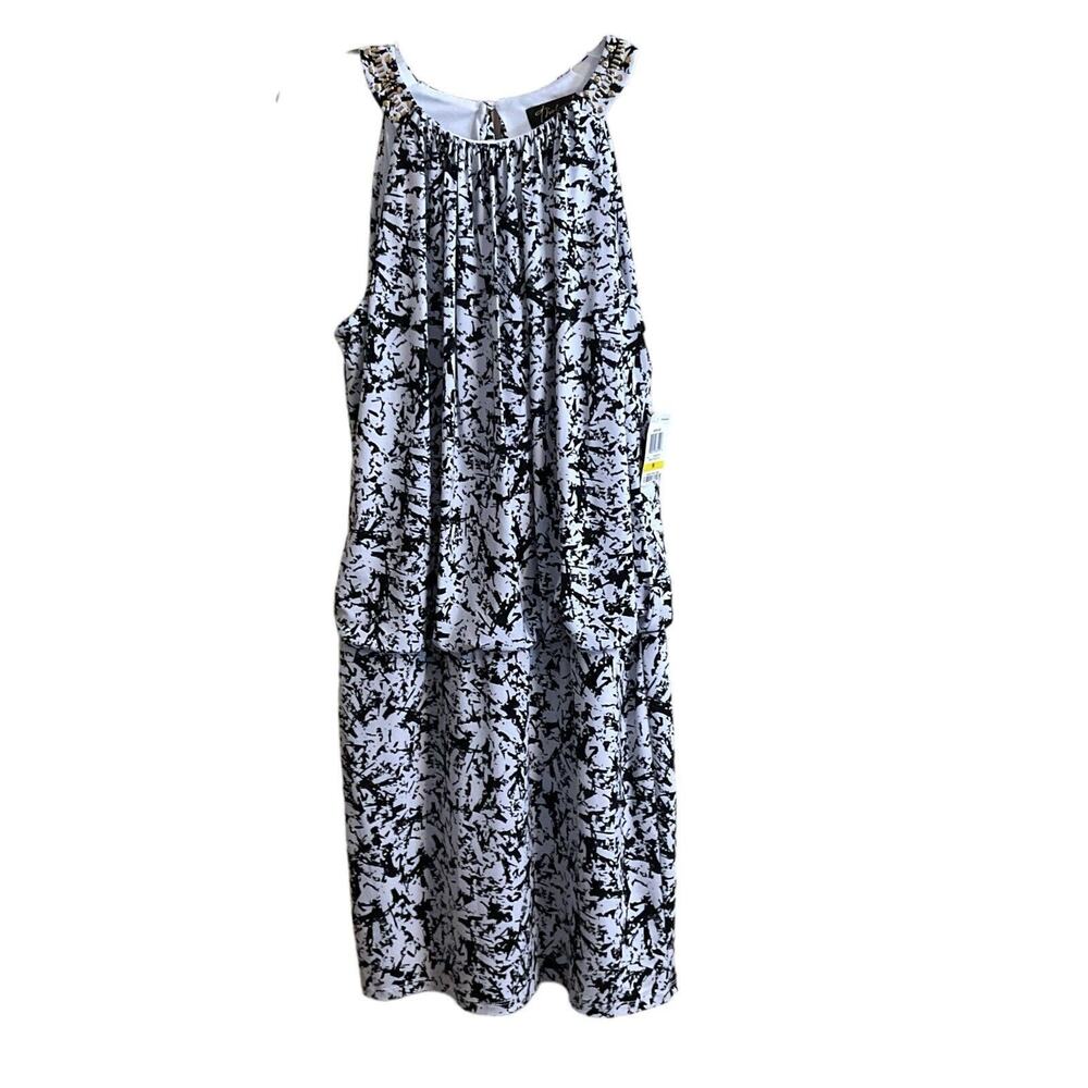 Thalia Sodi Women's Black & White Short Dress Size M Stretch‎ Sleeveless Stretch